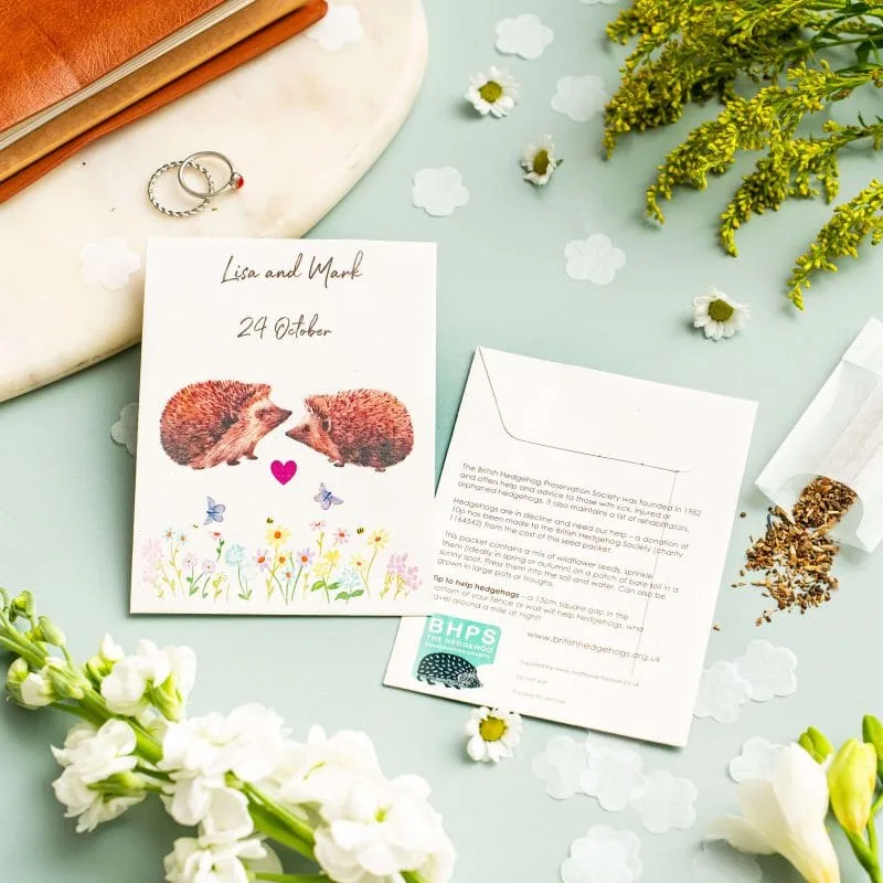 British Hedgehog preservation Society charity seed packet wedding favour
