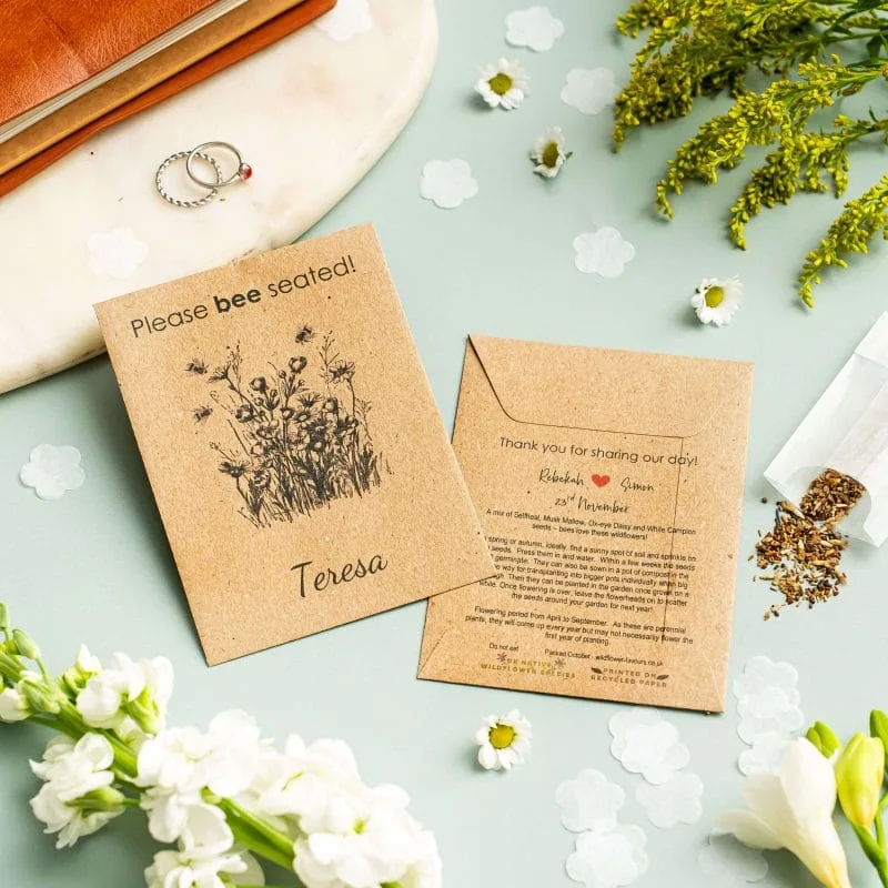 Please bee seated seed packet wedding favour