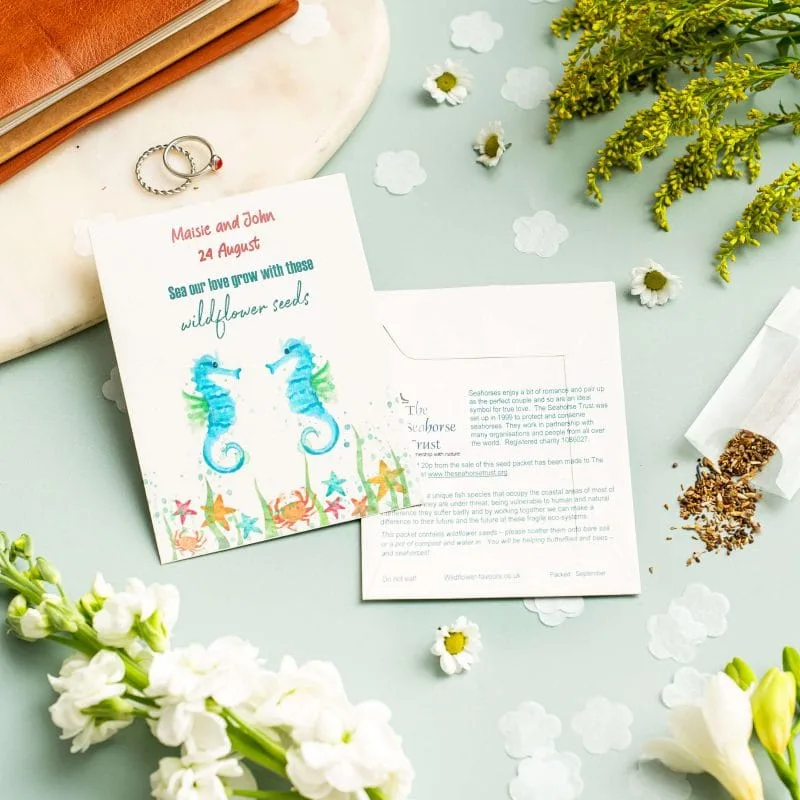 Seahorse Trust charity seed packet wedding favour