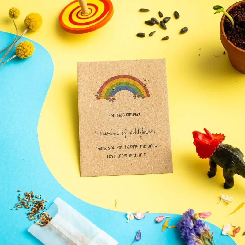 Thank you gift for teacher, rainbow wildflower seed packet