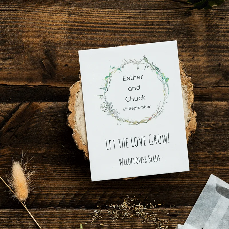 Let the love grow seed packet wedding favour