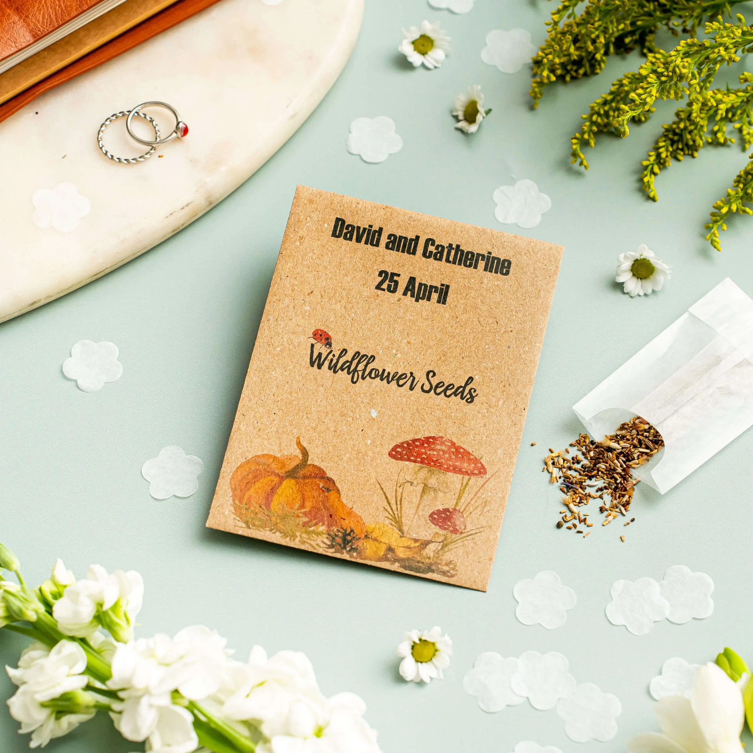 Autumn seed packet wedding favour