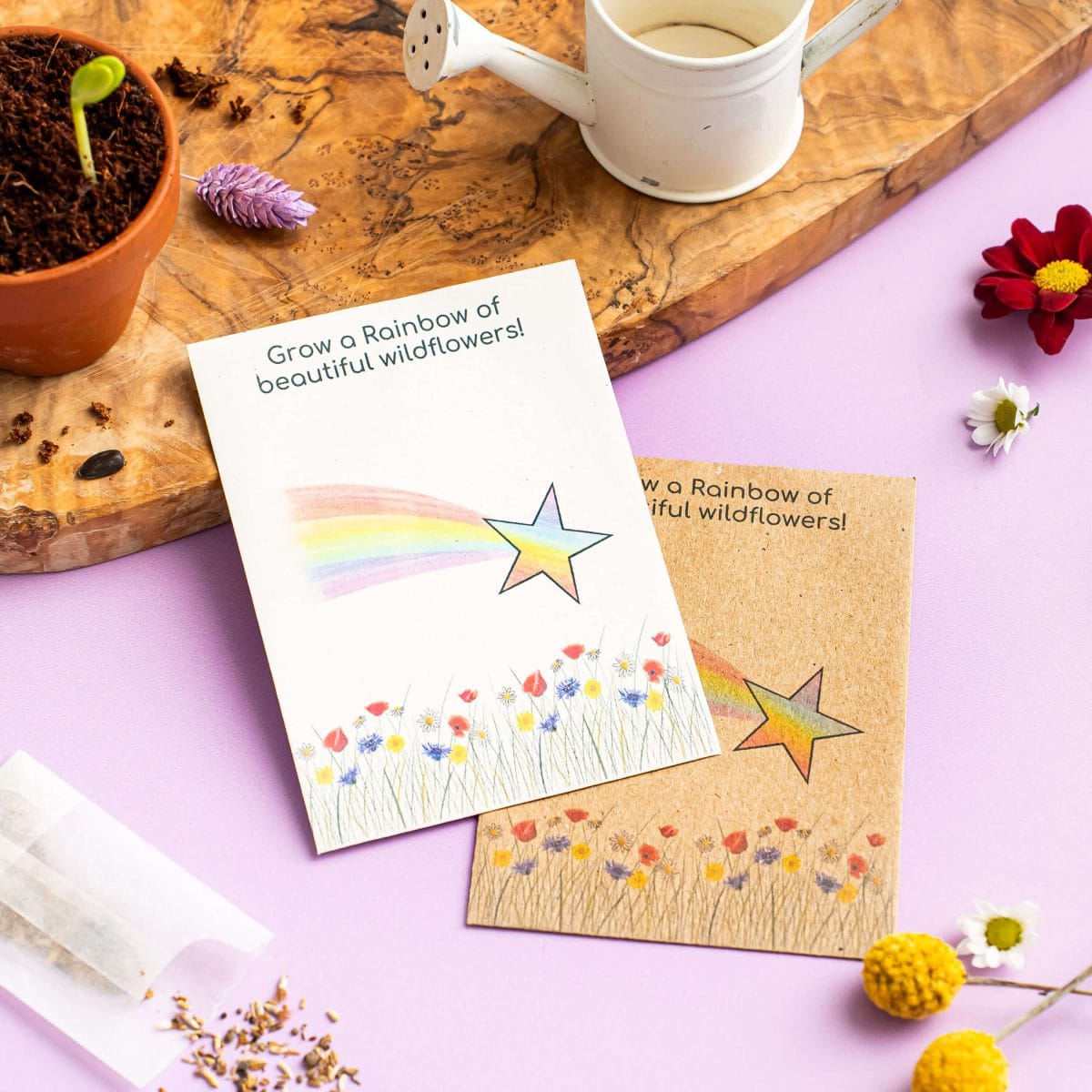 Grow a rainbow of love wildflower seed packet wedding favour