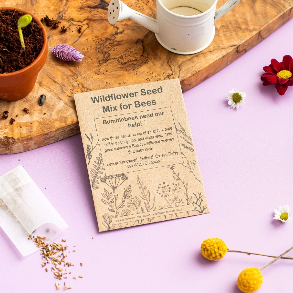 Rustic wildflower seeds for bees wildflower seed packet