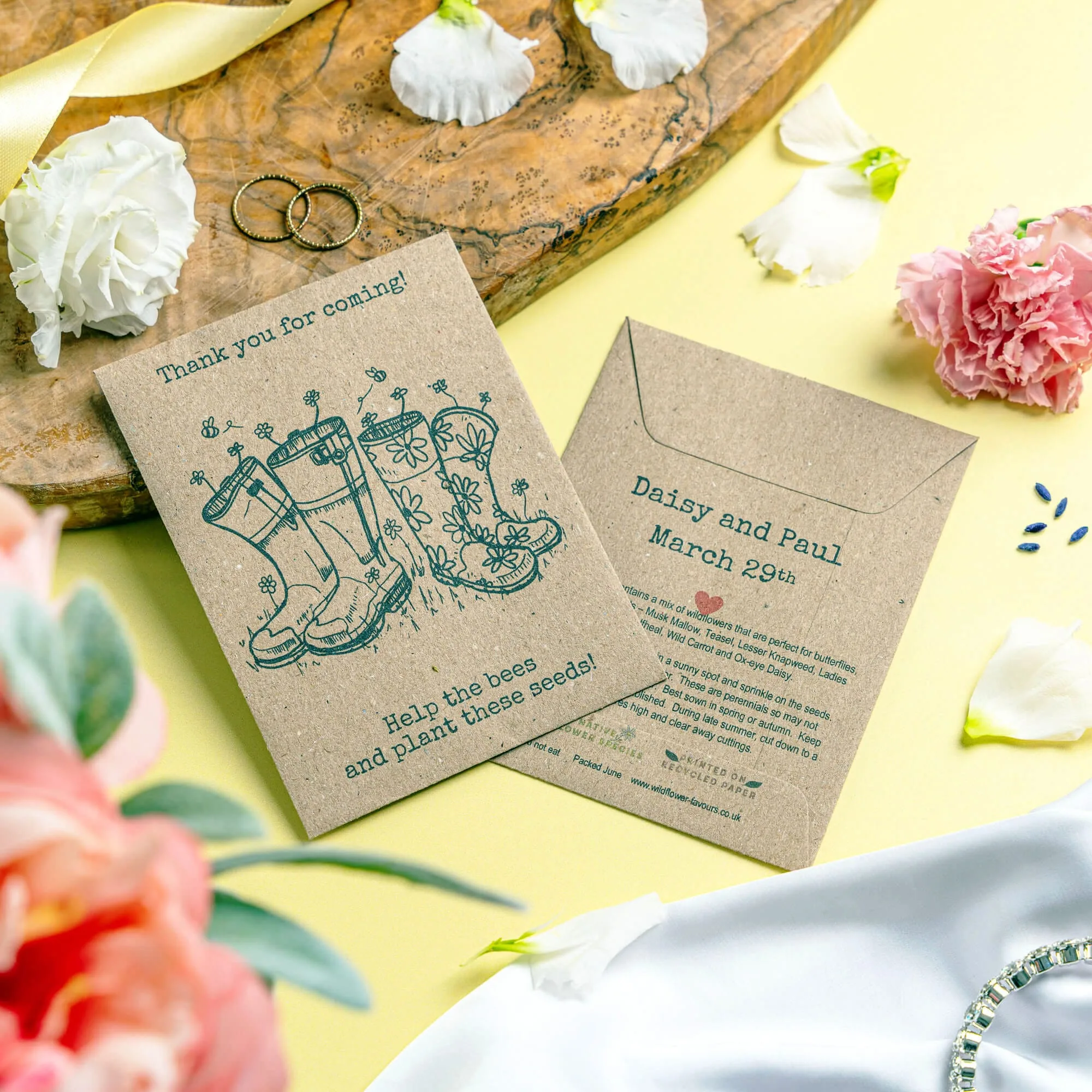 Wedding Wellies seed packet wedding favour