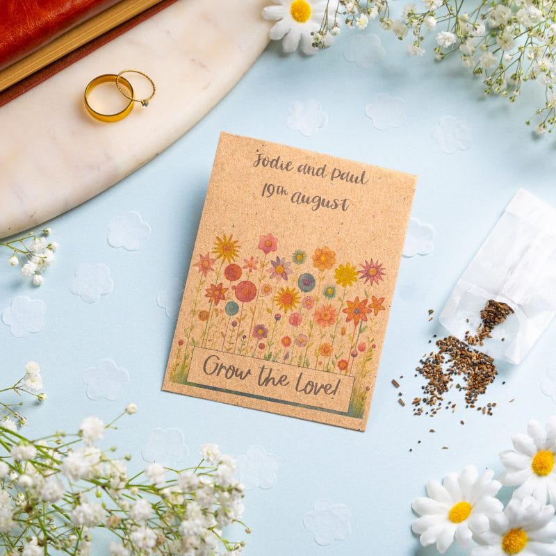 Grow the love olourful flowers seed packet wedding favour