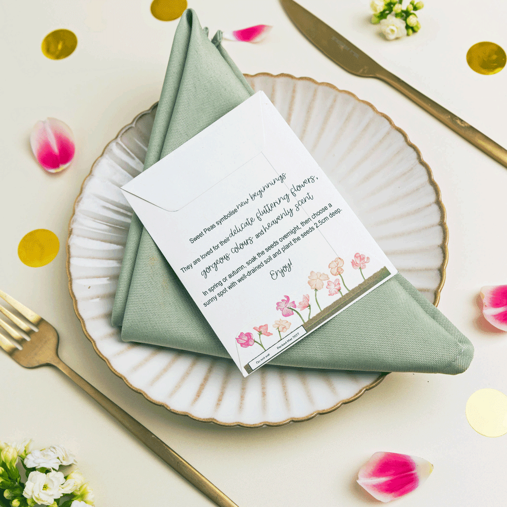 Sweet Pea Seed Packet Wedding Favour sowing instructions